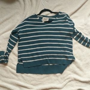 Teal and white striped sweater